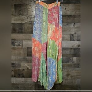 Free People Multicolor Patchwork Wide Leg Pants - Coral, Green, Blue, Lavender